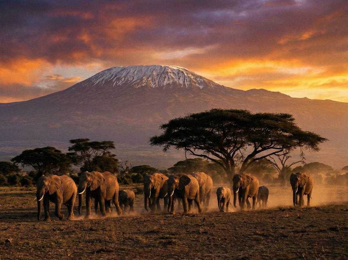 猎奇非洲动物视频 - 肯尼亚大象迁徙壮观场面